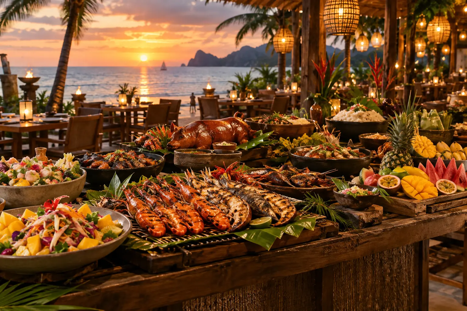 Tropical sunset buffet
