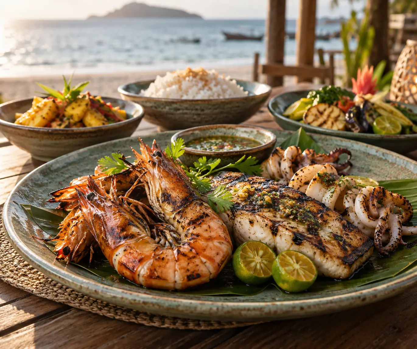 Grilled seafood platter
