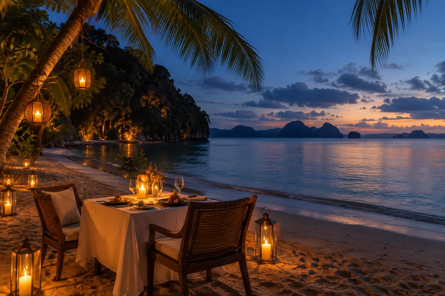 Private candlelit dinner on the beach